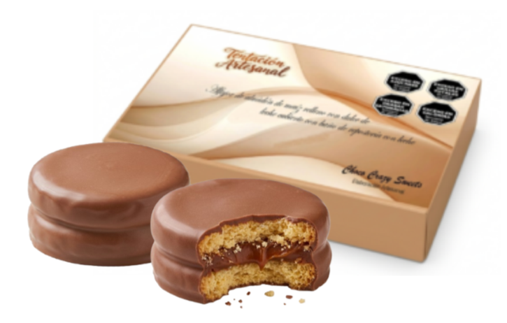 Caja x 6  Alfajores de almidón de maíz bañados en chocolate con leche