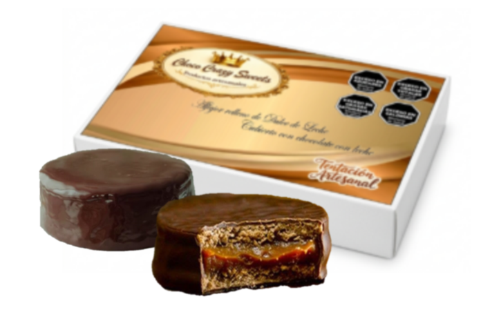 Caja x 6 Alfajores con doble baño de chocolate con leche en sus tapas