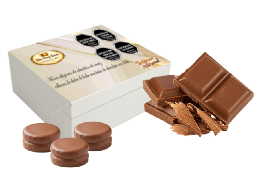 Caja x 12 Mini alfajores de almidón de maíz bañados en chocolate con leche