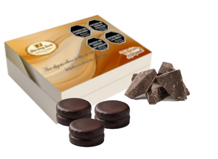 Caja x 12 Mini alfajores bañados en chocolate semiamargo