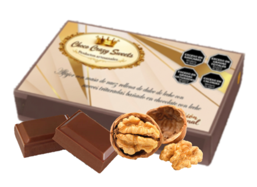 Caja x 6 Alfajores de Nuez  con baño de chocolate con leche