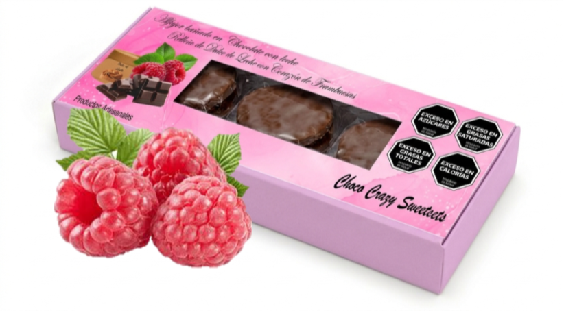 Caja Patagónicos x 3 Alfajores Corazón de Frambuesa Baño en chocolate con leche