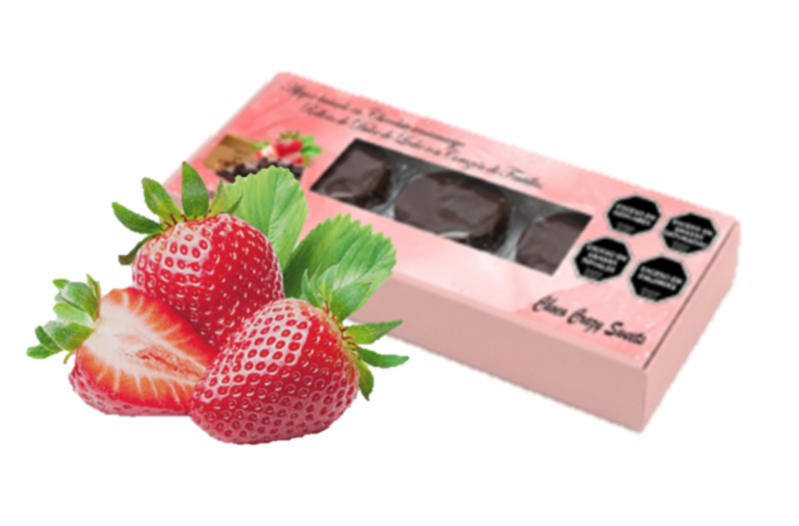 Caja Patagónicos x 3 Alfajores Corazón de Frutillas Baño en chocolate semiamargo