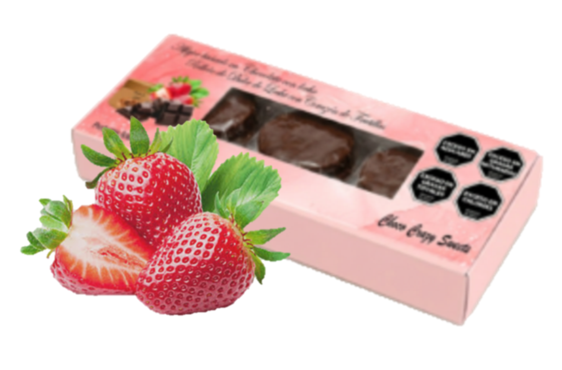Caja Patagónicos x 3 Alfajores Corazón de Frutillas Baño en chocolate con leche