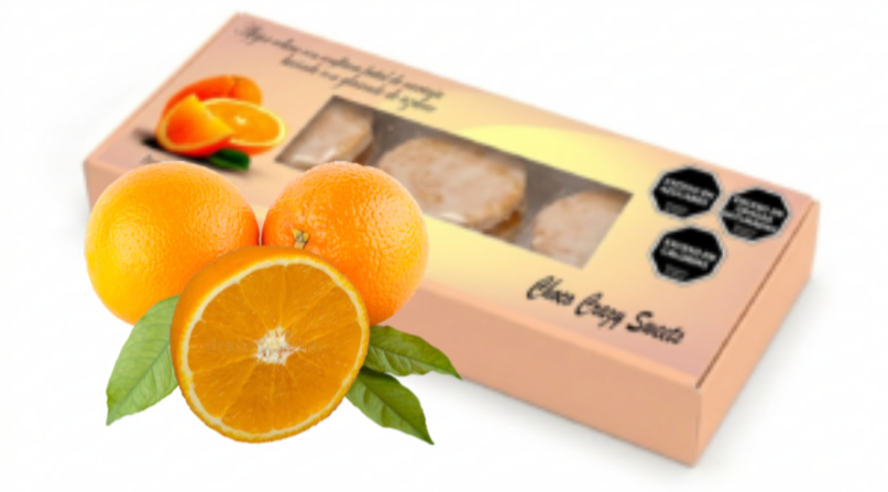 Caja Alfajores Frutales x 3u naranja