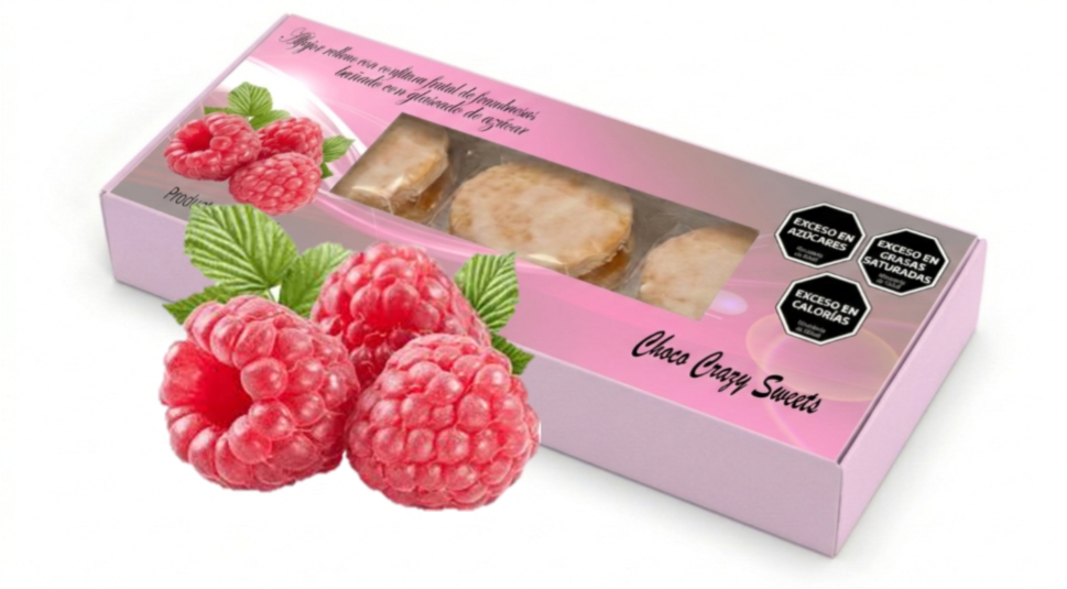 Caja Alfajores Frutales x 3u frambuesas