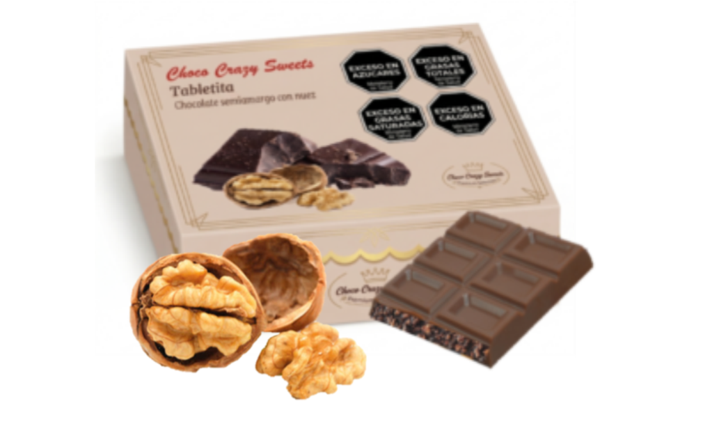 Caja x 18 tabletitas de chocolate semiamargo con nueces