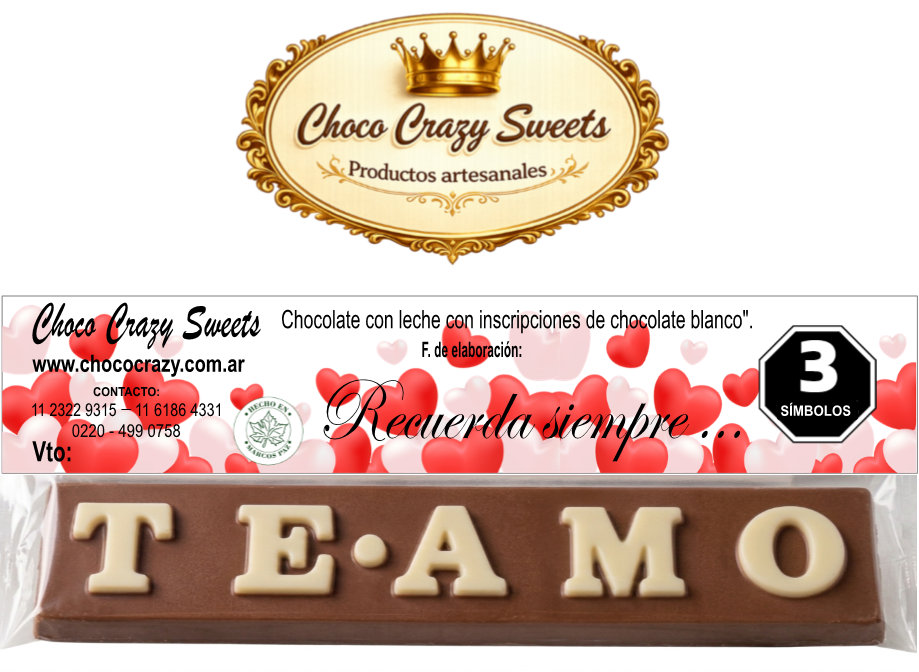 Chocofrases "Te Amo" chocolate con leche