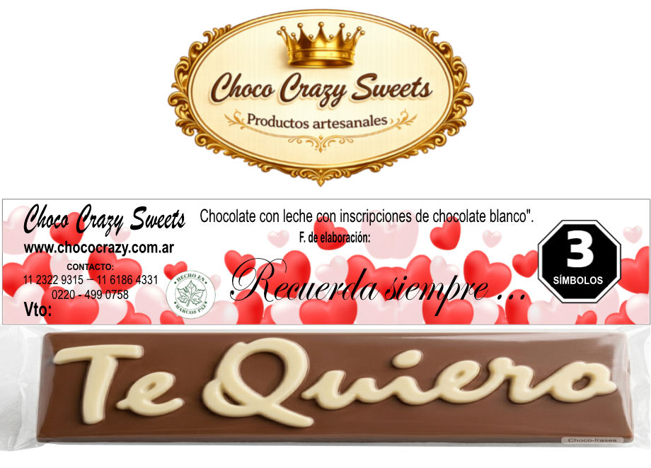 Chocofrases "Te Quiero" chocolate con leche